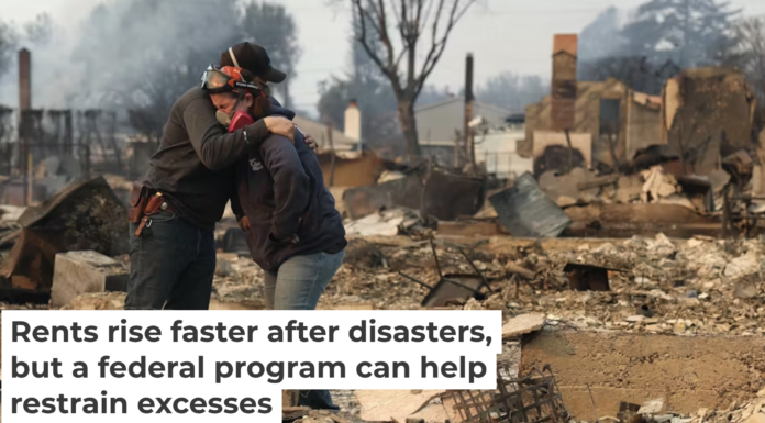 Two people embrace on Jan. 9, 2025, in Altadena, Calif., amid property destroyed by the Eaton Fire. Justin Sullivan/Getty Images